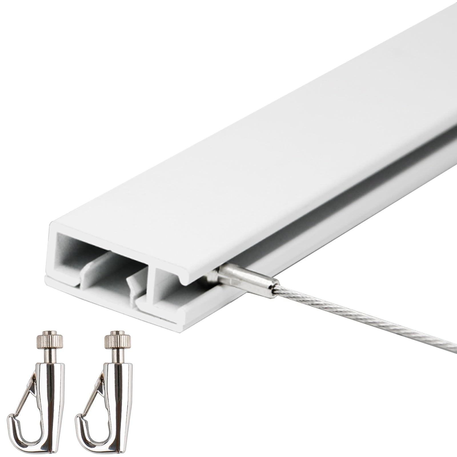 System szyn do zawieszania dzieł sztuki, Zestaw do zawieszania szyn obrazów z szynami 30–50 cali i kablami o długości 1–3 m(36"/91.4cm Rail,6.6'/2m Cable)