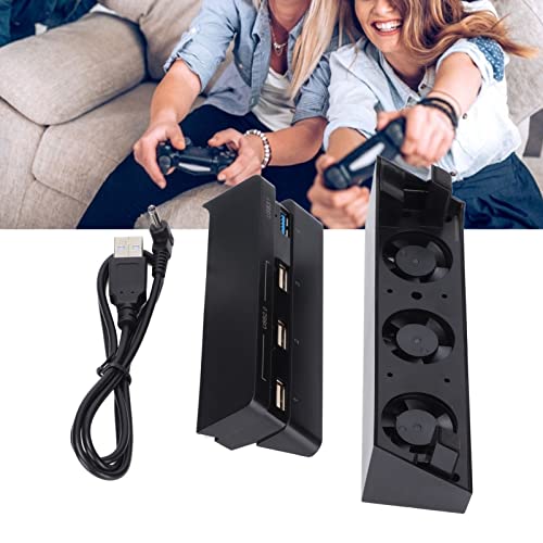 Annadue Ventilátor a USB hub kombinovaný klíč pro PS4 Slim konzole systémy, 4 portů USB 3.0 adaptér rozdělovač, automatický teplotní senzor řízený chladič, pro Playstation 4 Slim