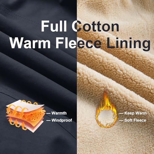 Image of Men's Winter Jacket, Cotton Sherpa Fleece Lined Jacket, Warm Trucker Cargo Coats with Pockets