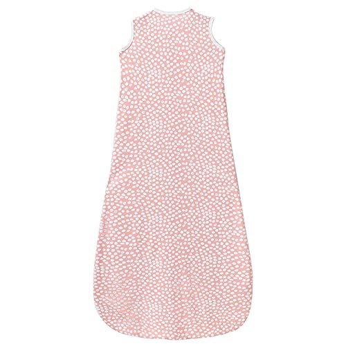SCHLABIGU Dunne slaapzak voor de zomer, voor meisjes en jongens, lente en pasgeborenen, katoenen pyjama - 0,5 tog (roze stippen, 130 cm: 3-6 jaar kinderen) - Afbeelding 3