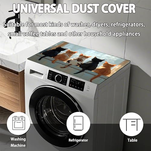 Image of Washer Dryer Top Cover Mat, Non-Slip Laundry Room Decor, Laundry Room Kitchen Appliance Decor Protector Universal 23.6 inchx19.7 inch (Kitten)