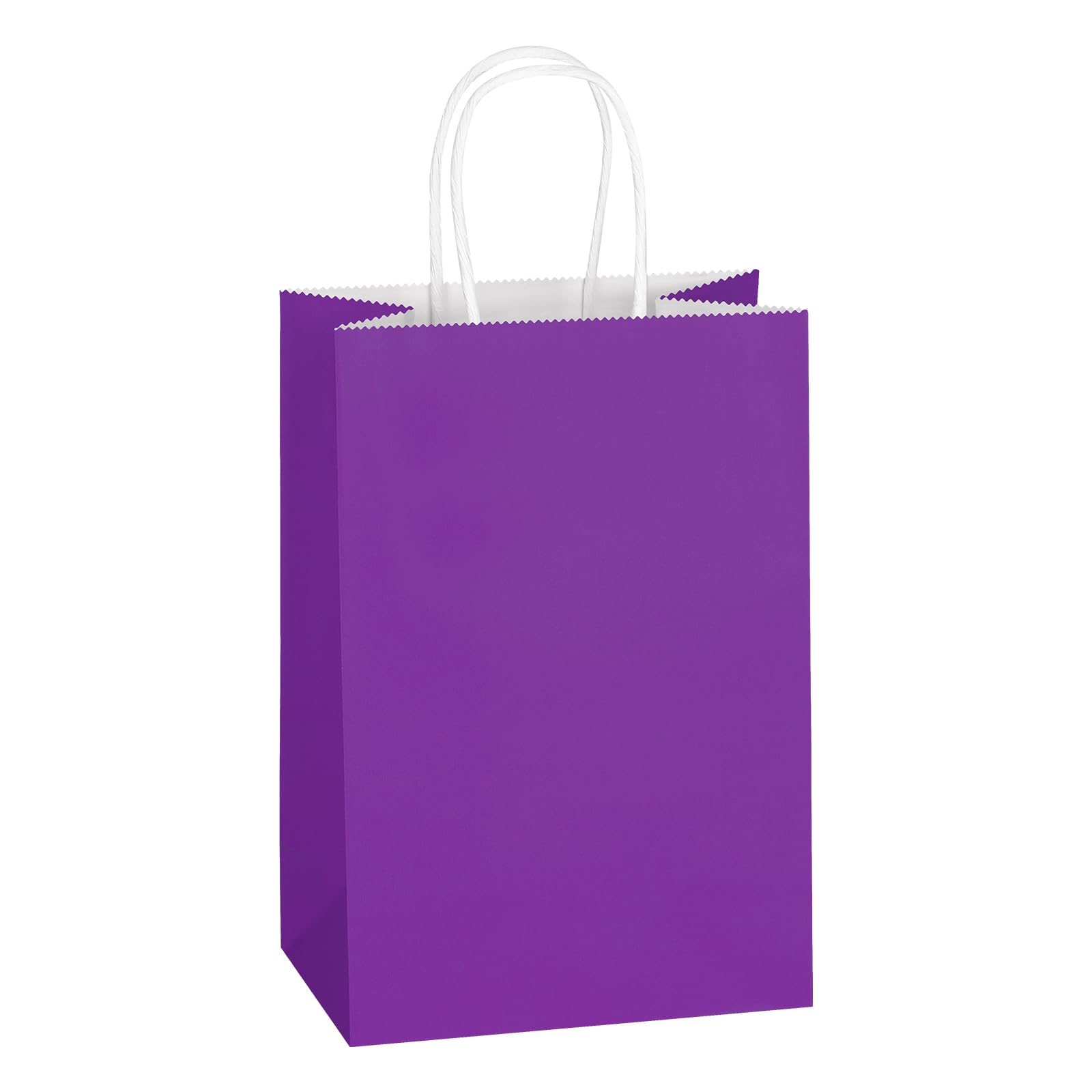 Mlyta 100 Pack 5.25x3.25x8.5 Inch Small Purple Kraft Paper Gift Bags with Handles Bulk for Goodie, Party Favor Brithday Grocery Shopping, Business Wedding Retail Craft Treat To Go, Merchandise Sacks