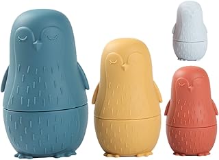 Toyvian 1 Conjunto Matryoshka Brinquedo De Empilhamento Presente De Bebê Silicone Brinquedos De Bebê 4 Camadas Bonecas De Desenho Animado Bonecas Russas Bonecas De Pinguim Para Crianças