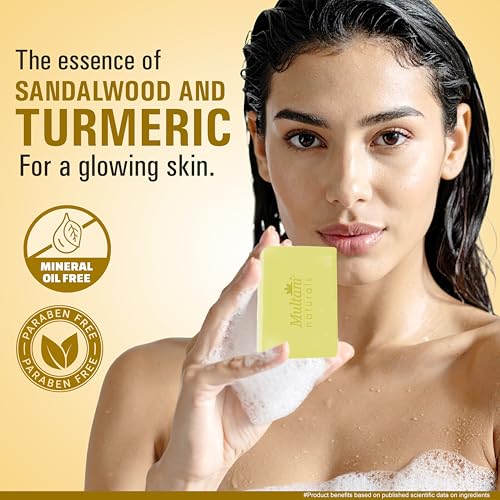 Image of Multani Natural Chandan Haldi Soap - 125 gm (Pack Of 5) | For Hydration & Glow | Paraben Free | Clinically Tested | Helps Rejuvenate Dull & Tired Skin | For All Skin Types | Soap Bar For Men & Women