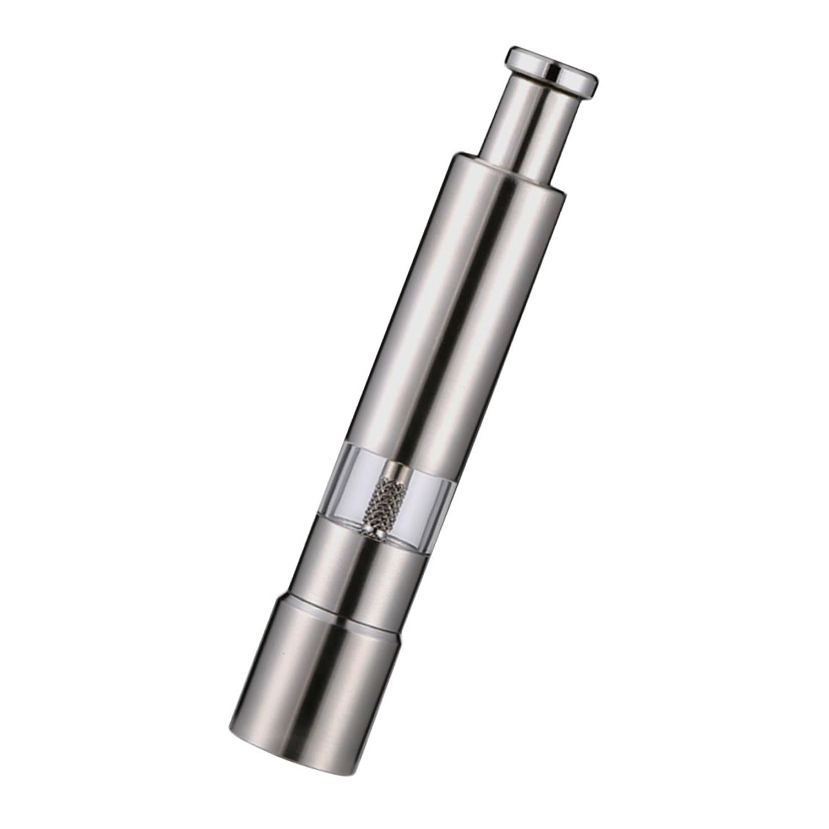 Handpfeffermühle aus Edelstahl mit Dreieckigem Mahlwerk für Feines Mahlen von Schwarzem Pfeffer in Silber für Küche