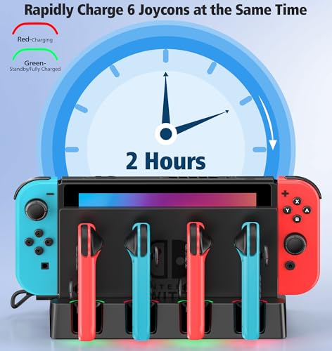 Cargador Joy-con para Nintendo Switch/Switch OLED, Cargador Switch con Indicador LED, Soporte de Estación de Carga Nintendo Switch y Accesorios con Cable C - imagen 3