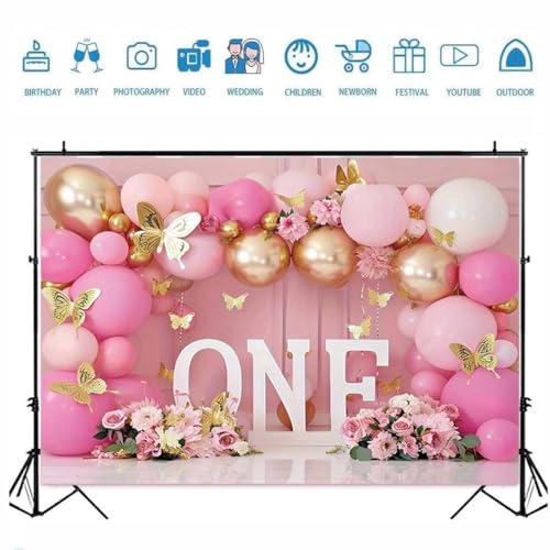 Backdrop para primera fiesta de niña 7x5ft rojo miniatura 6