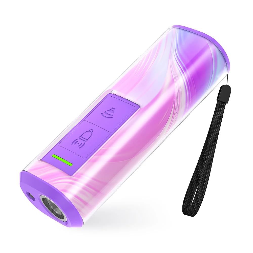 Scacciacani Ultrasuoni Portatile Anti-Abbai 2 in 1 con Torcia LED 7m Adatto a Tutte le Taglie Rosa