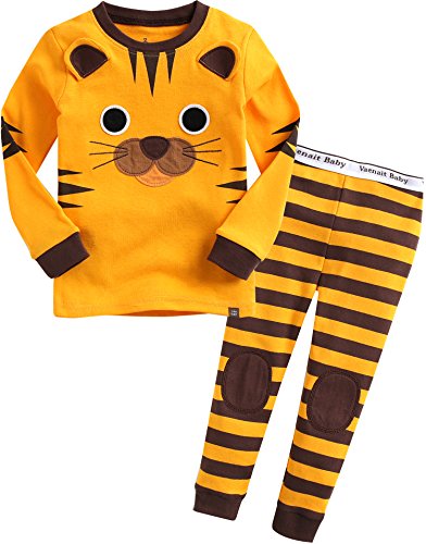 VAENAIT BABY Kids Boys Girls Long Sleeve Cotton Sleepwear Pajamas 2pcs Set Tie Tiger 6-7Y/XL