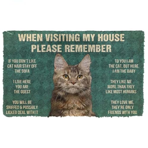 ���փ}�b�g ���w�ǔL�̉Ƃ̃��[�����o���Ă����Ă������� 50×80cm doormat Please Remember Polydactyl Cat House Rules