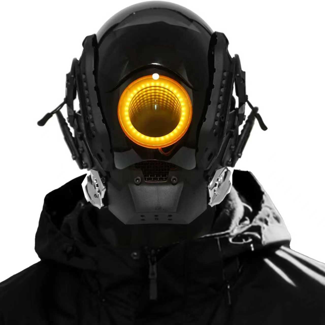 HNCSFW Punk Mask Cosplay for Men, Futuristic Mask With infinity mirror lights Techwear mask Cosplay Costume