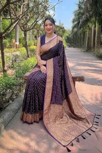 Image of Women's Kanjivaram Soft Silk Banarasi Saree With Blouse Piece | Banarasi Sari For Women | Saree with Blosepiece