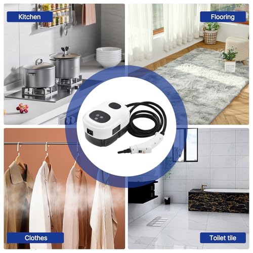 Handdampfreiniger für mehrere Oberflächen mit Druck, 8-teiligem Zubehör, Smart-Touchscreen, 6 Stufen einstellbar, Dampfreiniger für die Tiefenreinigung mit tragbarem Griff für Kleidung (White)