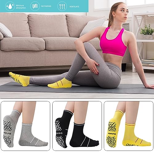 Image of Non Slip Pilates Socks with Grips for Yoga, Barre, Grippy, Hospital, Ballet for Women with Arch Support.
