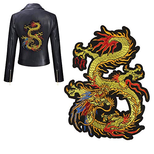 Kissbuty Gold Dragon Patch Embroidered Applique Patch...