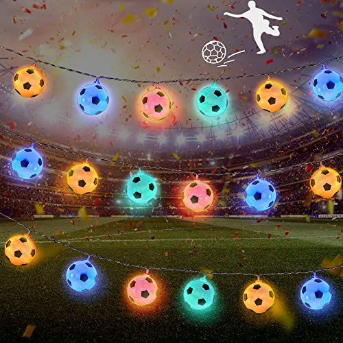 Lubibi Guirlande lumineuse LED de football,3M 20LED Éclairage de Décoration,Alimenté par Pile, le Festival l'intérieur l'extérieur le bar,la Coupe du Monde,les Fans de Football,carnaval,fête à thème Cover