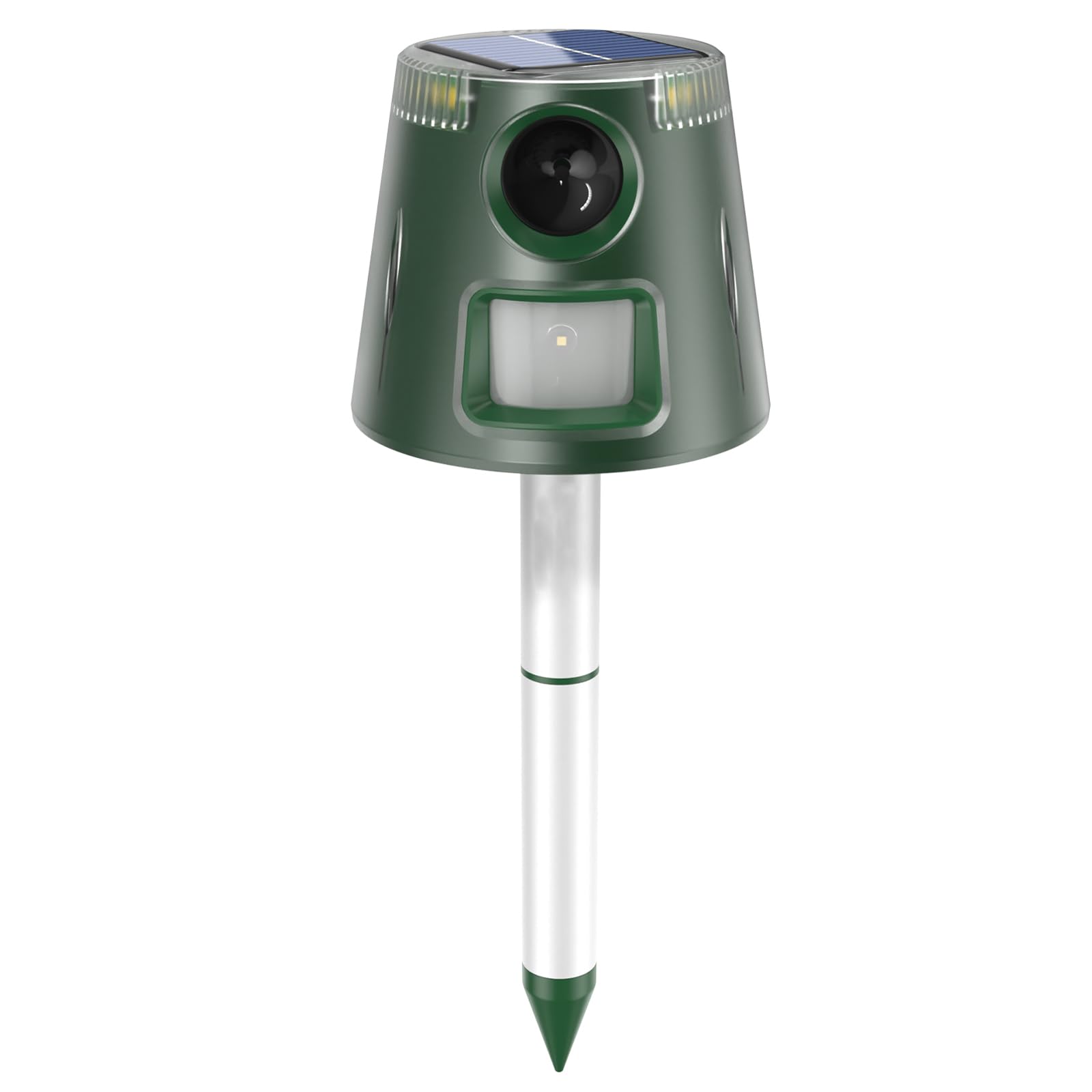 Ahuyentador de gatos ultrasónico solar, para jardín, impermeable, 5 modos, ajustable, carga solar, 360°, eficaz para gatos, perros, pájaros, ratones