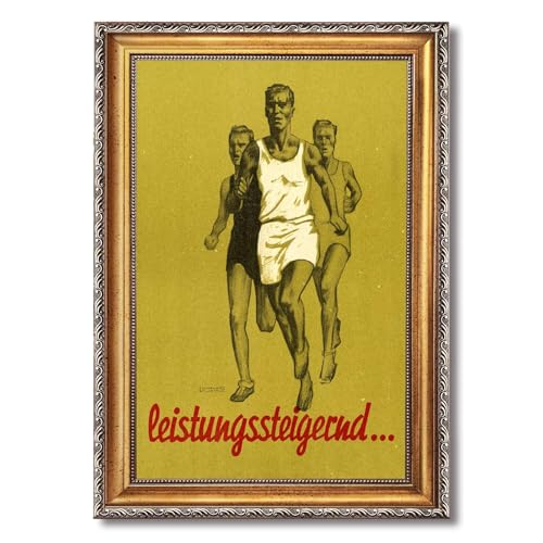 Vintage Framed Running Men Wall Art Canvas Print Oil Paintings