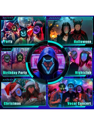 NHZOTUD LED Light Up Mask with Gesture Sensing, Toys Gifts| Face-transforming Halloween Costume Mask, 50 Patterns, Rechargeable,Gifts for Christmas Birthday Cosplay Party,Cool Toys For Kids Adults - image 6