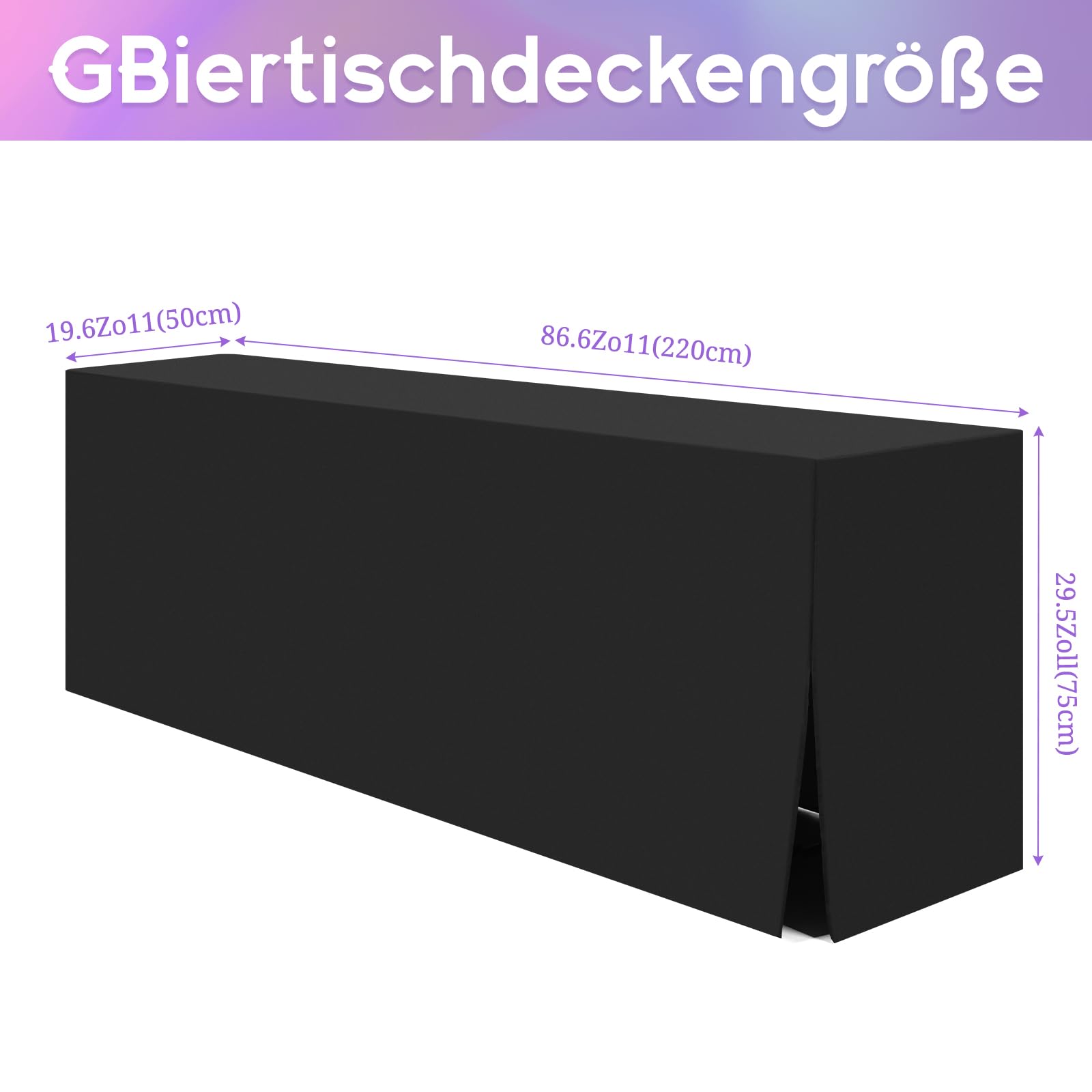 YMHPRIDE 1er-Set Biertischhussen, schwarz Biertischhusse für Bierzeltgarnitur, 50 cm Tischbreite, Bierzeltgarnituren 220 x 50cm für Gartenbankett-Gartenmöbel.