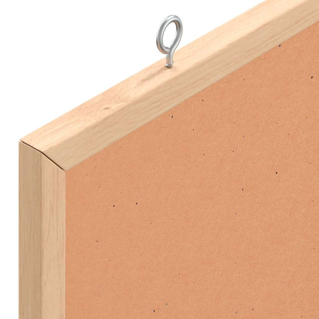 Pizarra magnética en seco con marco de madera de pino maciza, 40 x 30 cm, como pizarra blanca magnética, montaje vertical u horizontal, con perno de ojal como borrado en seco