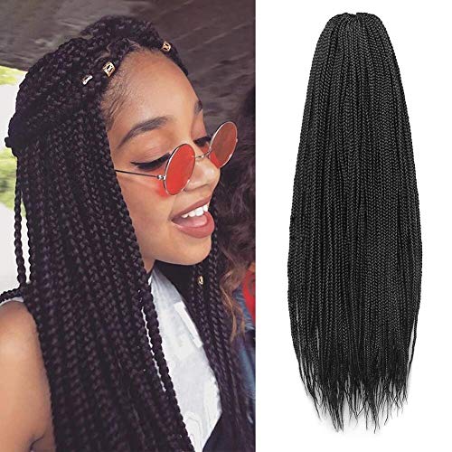 Box Braids Crochet Hair 7Packs/Lot 30Inch Crochet Box Braids Hair Synthetic Hair Braiding Hair Extensions (30 Inch, 1B)