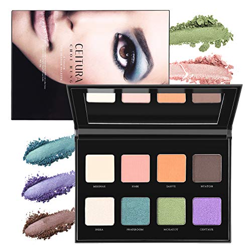 Eyeshadow Palette, CEITURA 8 Colours Eyeshadow Shimmers and Matte Ultra Pigmented Makeup Eye Shadow Powder Long Lasting