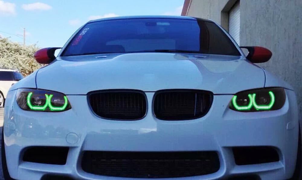 iJDMTOY DTM Style Horseshoe RGB Multi-Color LED Angel Eyes Halo Rings w/Adjustable Setting Compatible with BMW 1 2 3 4 5 Series Retrofit