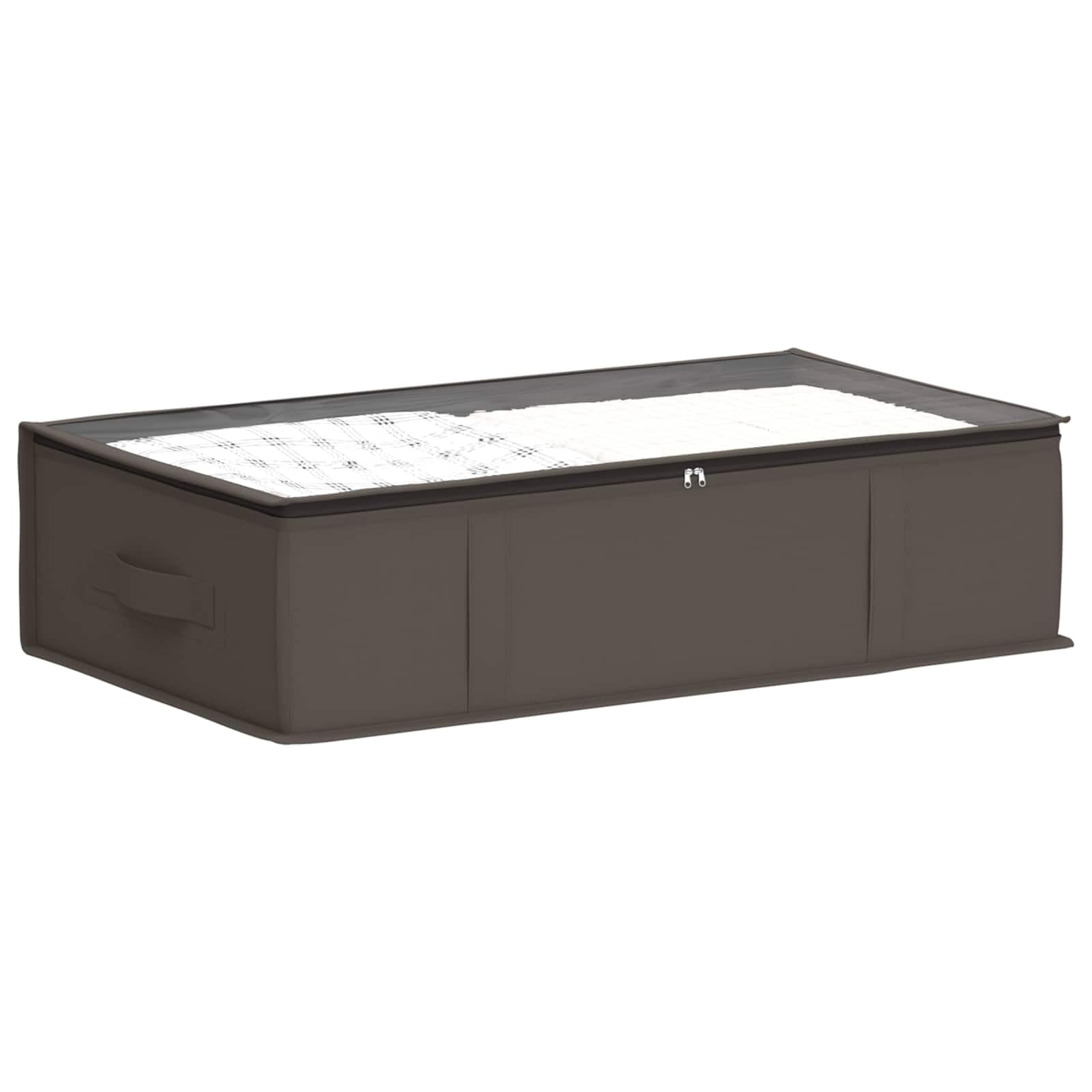 Caja de almacenaje con ventana superior transparente gris de tela no tejida transpirable, 70 x 40 x 18 cm, juego de 6 unidades, plegable con práctica asa para ordenar el dormitorio y la oficina