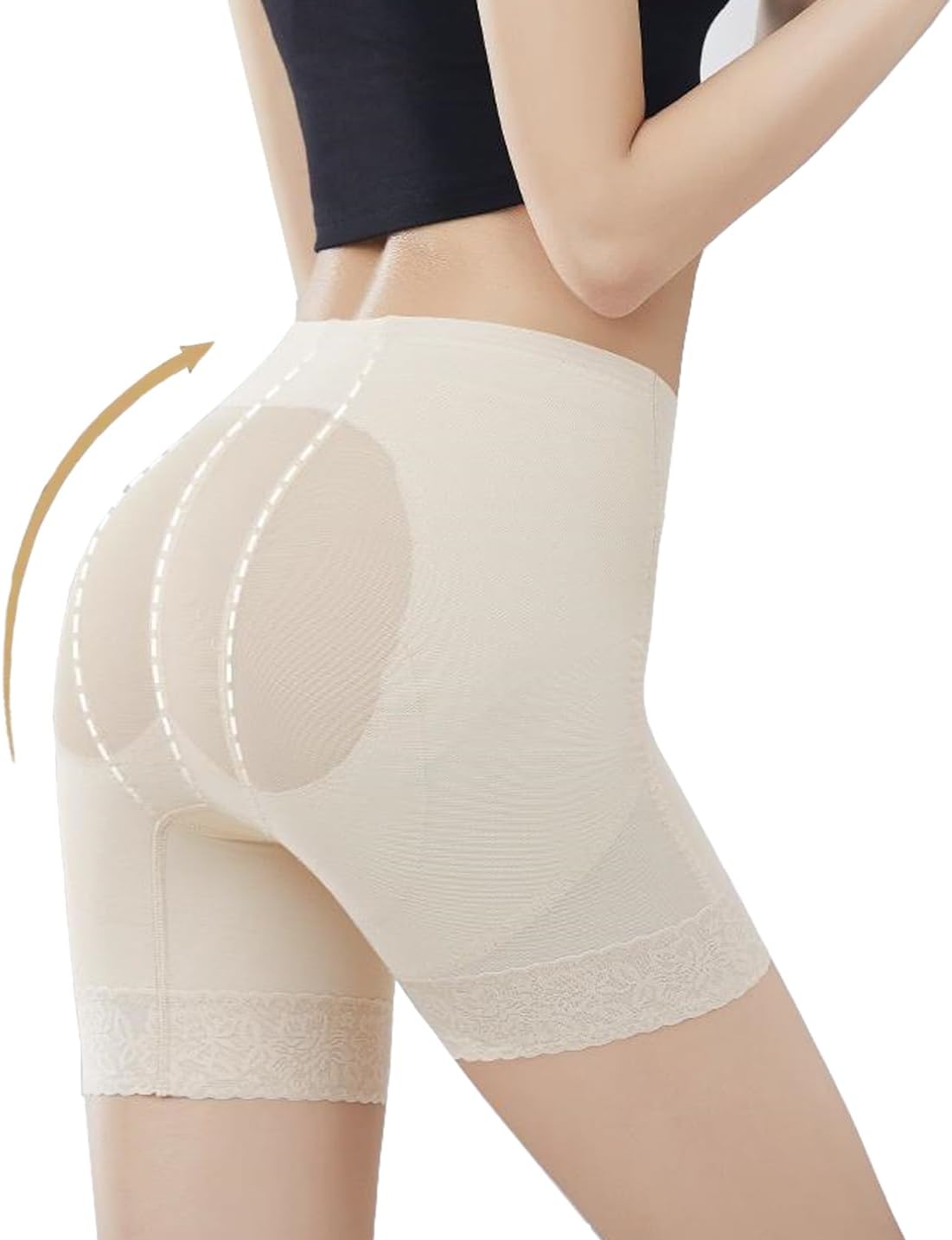 Butt Lifter Shorts for Women, Seamless Shapewear Body Shaper, No Roll Waist, Smoothing Under Dresses, No Show Lines