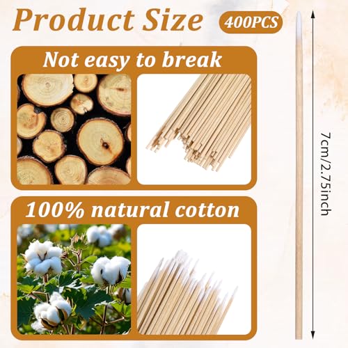400 Stück Wattestäbchen Holz Spitz Kleine Dünn Wattestäbchen Reinigungsstäbchen Microbrush Stäbchen Make-Up Kosmetik Assistent Sticks für Augenbrauen, Beauty, Make-Up, Nägel 7 Cm