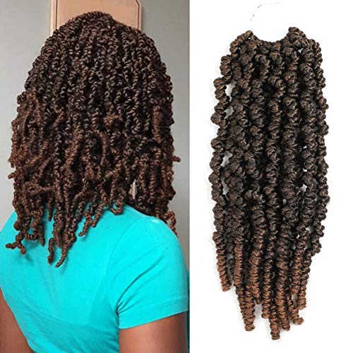 10 Inch Spring Twist Crochet Hair 7 Packs Pre-twisted Braids Pre-Looped Passion Twist Crochet Hair Fluffy Twist Hair Extensions (7 Packs, T30)