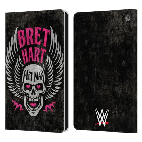 Head Case Designs Officially Licensed WWE Hitman Skull Bret Hart Leather Book Wallet Case Cover Compatible with Fire HD 8/Fire HD 8 Plus 2020