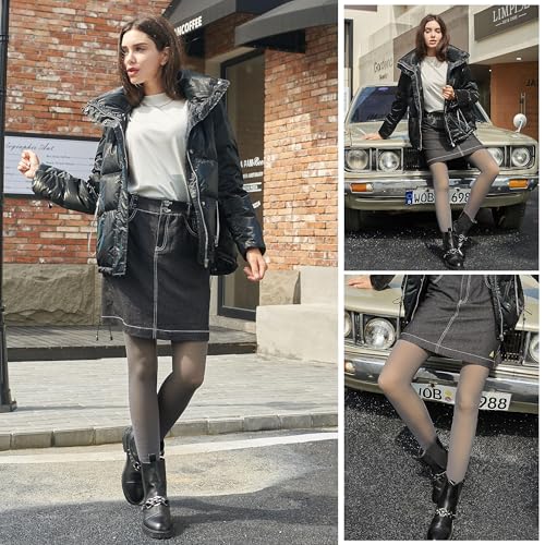 Image of UISLII Fleece Lined Tights Women, Warm Pantyhose leggings Women,Fake Translucent Thermal Skin Colored Tights for Winter