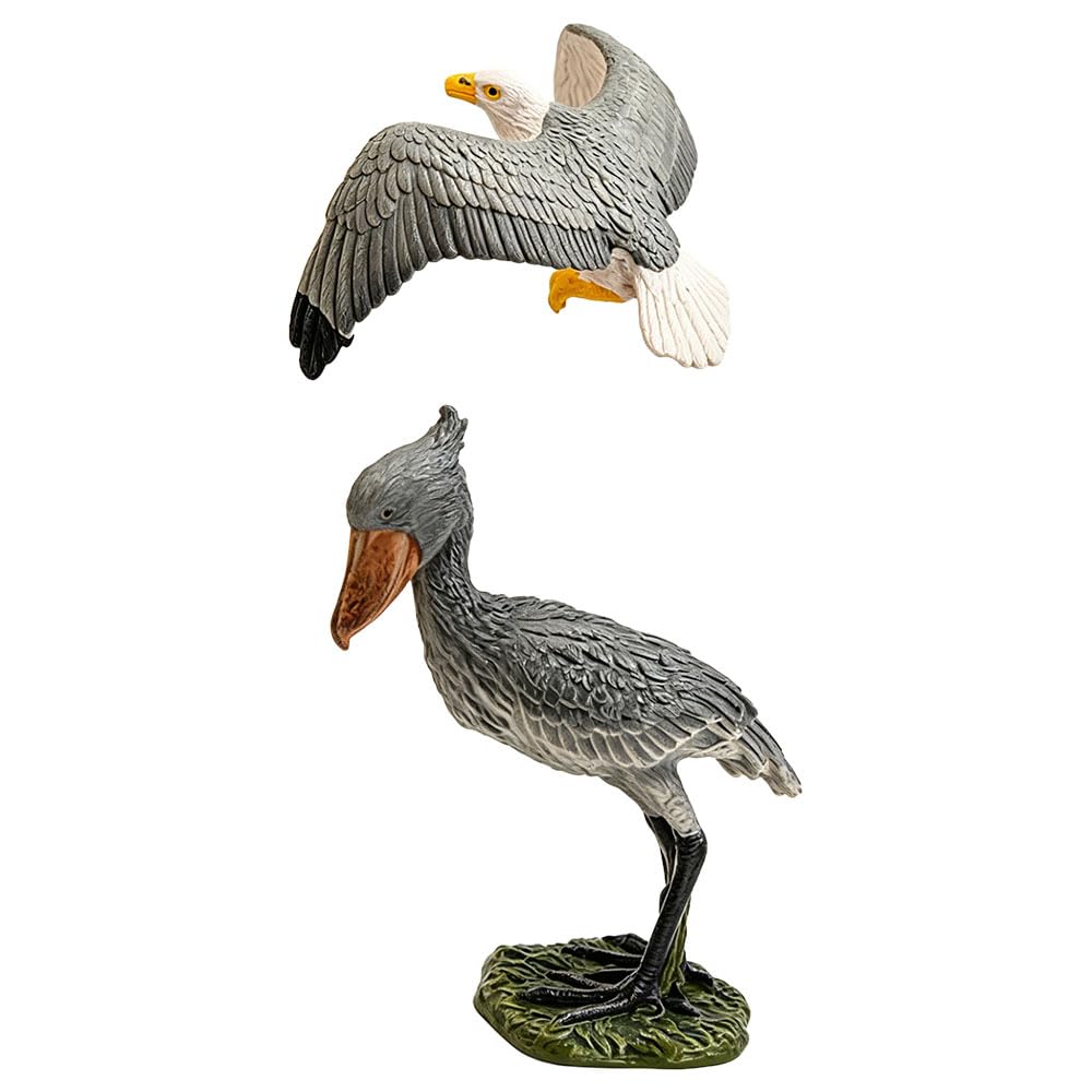 Jehoshaphat Aurichalceous 2Pcs Shoebill Stork Figurines Handcrafted Pvc Bird Sculptures Nature Inspired Lawn Yard Home Gardening Decor Ornament