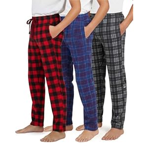 Real Essentials – Paquete de 3 pantalones de pijama para niños, supersuaves, de vellón