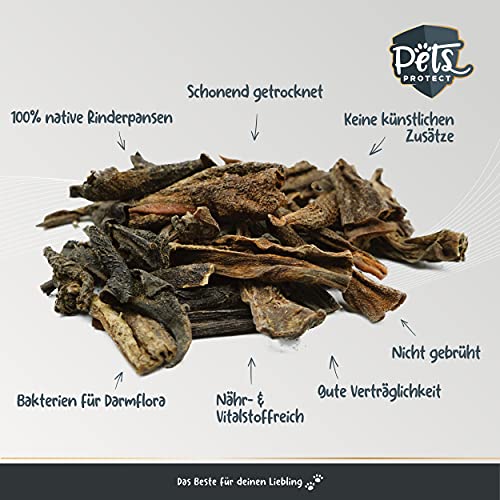 100% Rinderpansen getrocknet | Für Hunde | Extra große Stücke | Natürlicher Kauspaß für Zwischendurch | Ohne Chemie & künstliche Zusätze | Von Deutschen Rindern | 500g | Deutsche Herstellung