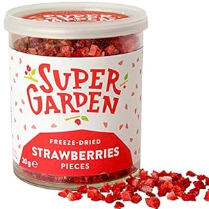 Super Garden gevriesdroogde stukjes aardbei – 100% puur en natuurlijk – Veganistisch – Zonder toegevoegde suiker…