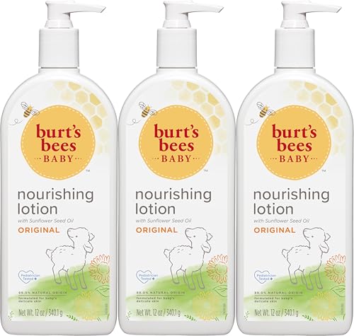 Image of Burt's Bees, Baby Nourishing Lotion with Sunflower Seed Oil, Original Scent, Pediatrician Tested, 99.0% Natural Origin, 12 Ounces