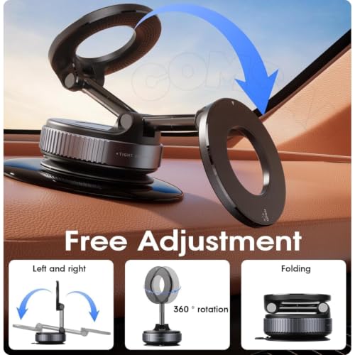 Image of Upgraded 360 Vacuum Magnetic Car Phone Mount, Strong Suction Cup Phone Holder, Hands-Free Mobile Stand for Car Dashboard, Windshield, Gym, Mirror & Shower, Universal Compatible Magnetic Mobile Holder
