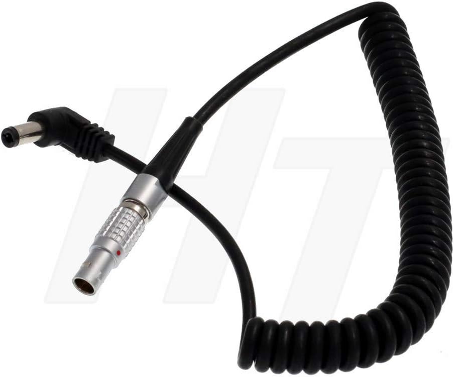 12V DC Barrel to 0B FGG 2 Pin Coiled Power Cable for Teradek Bond, Preston, Monitor, Z Cam E2 S6 Camera