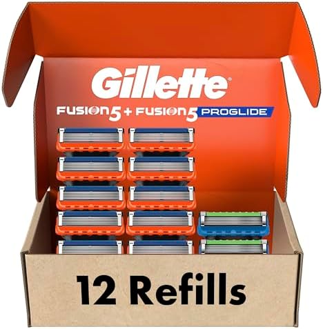 Gillette Men's Razor Blade Refills, 10 Fusion Cartridges + 2 ProGlide Cartridges, Total Pack of 12