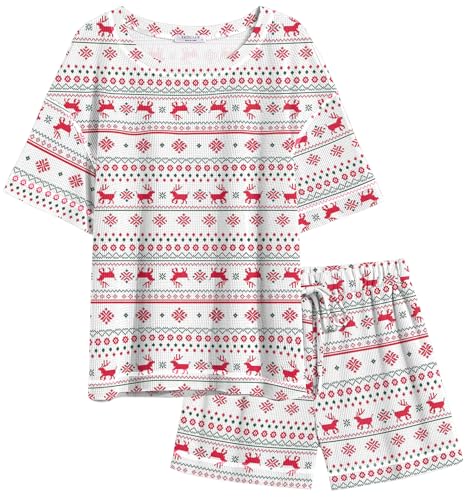 Image of Ekouaer Women's Waffle Knit Two Piece Lounge Set, Soft Matching Outfits for Daily Wear, Casual Shorts Set with Pocket