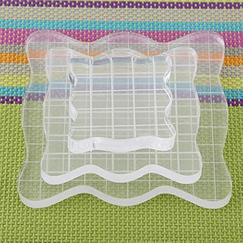 Acrylic Block, Stamp Blocks with Grid and Grip,Acrylic Stamp Blocks Set Essential Stamping Tools for Scrapbooking Crafts Making,Transparent(7.5 * 7.5cm) Cover