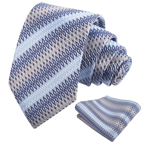 Image of Alizeal Mens 3.15'' Gradient Novelty Pattern Tie Set with Pocket Square Casual Color Tie Set
