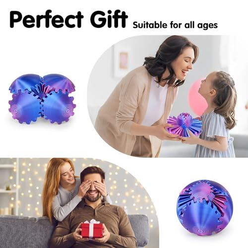 Image of Gear Ball 3D Printed Cube Fidget Toy,Gear Sphere Fidget Toys,Sensory Toys for Stress and Anxiety Relief, Desk Toy Fidget Spinners,Stocking Stuffers for Adults & Kids Gift(Purple Blue, 3.1 Inch)