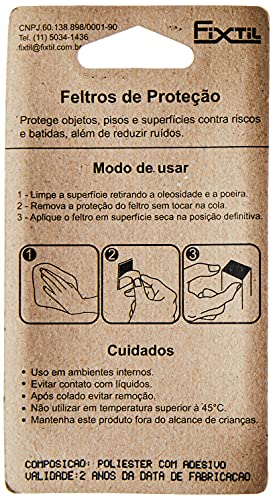 Fixtil FEL/09 Feltro Redondo Autoadesivo, Preto, 20 mm, 16 unidades