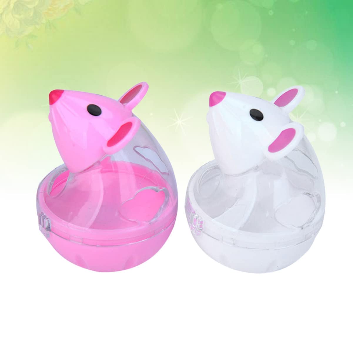 Happyyami 6piezas Comedero Interactivo para Gatos Dispensador De Snacks Forma De Ratón Juguete De Tumbler para Mascotas Diseño De Filtración De Comida y Rojo