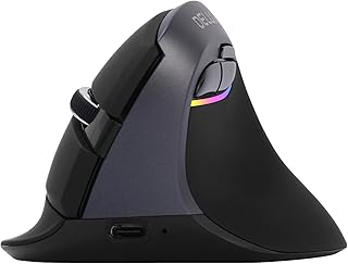 DELUX Wireless Vertical Mouse Rechargeable, 2.4G Small Silent Ergonomic Mouse Bluetooth, 6 Buttons and 4000 DPI, RGB Computer Optical Mouse Reduce Wrist/Hand Strain (M618mini-Iron Grey)