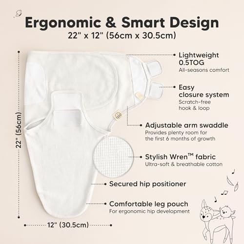 Image of 3-Pack Organic Swaddles for Newborns, Baby Swaddles 0-3 Months (Soft White) | Newborn Swaddle Sleep Sacks, Soft Cotton, Infant, Baby Swaddle Wraps, Girls, Boys, Large Hook & Loop Closure